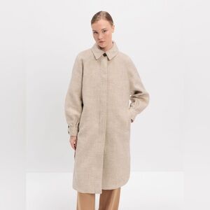 H&M Beige Oversized Wool Blend Coat Size XS